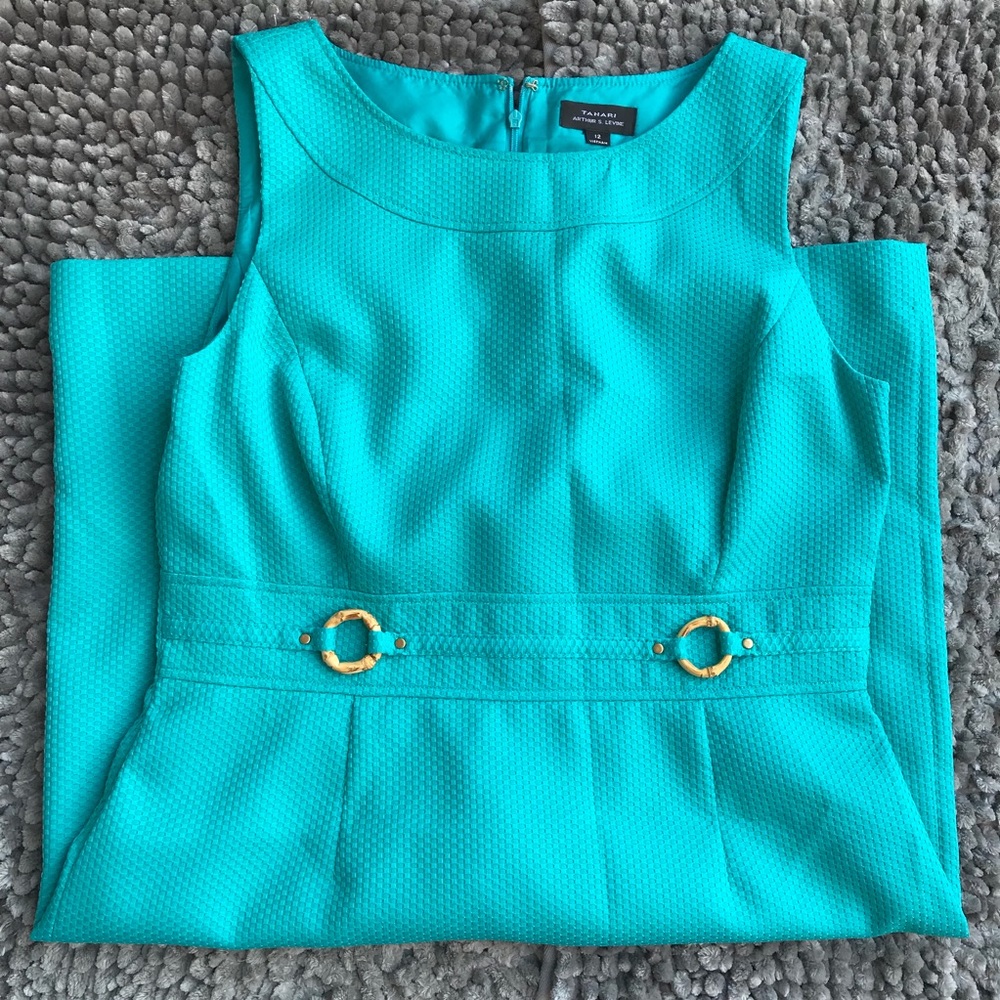 Tahari Turquoise Sleeveless Sheath Dress
